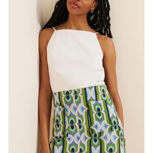 Maeve Geometric Patterned Skirt - Blue and Green